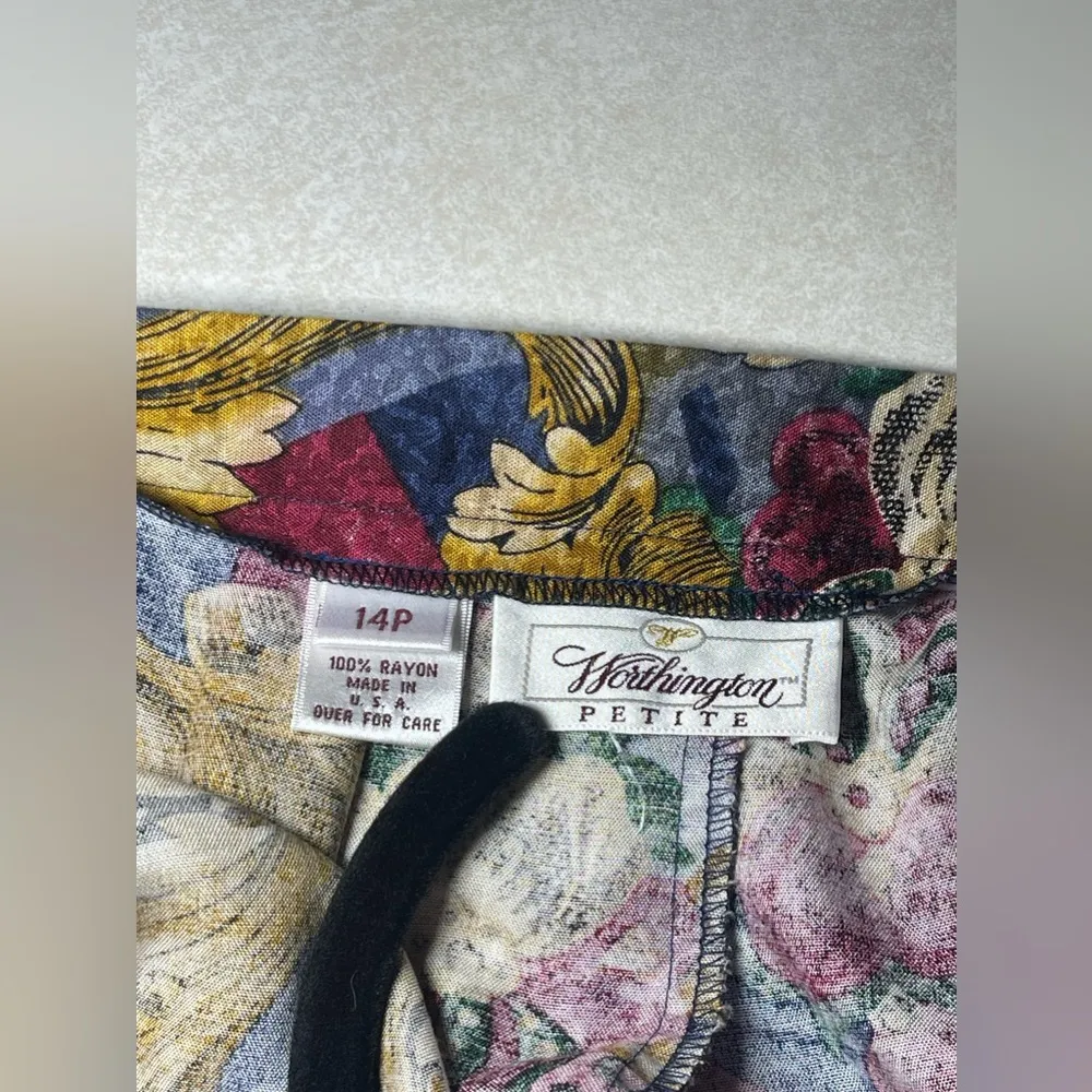 Worthington Petite Women's Vintage Paisley Pleated Front Midi Skirt Size 14P - Image 9