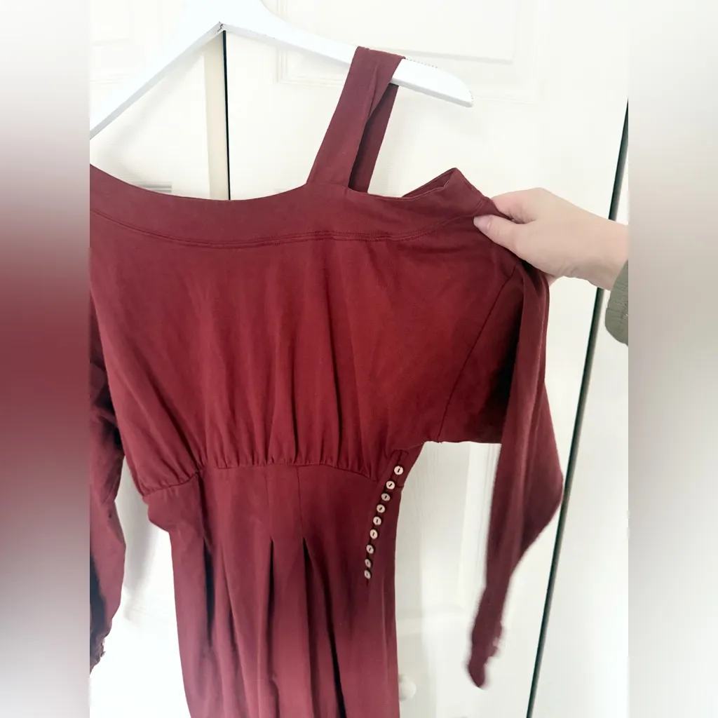 New Free People Ibiza Midi Dress Empress Rock Red Orange Size Small - Image 6