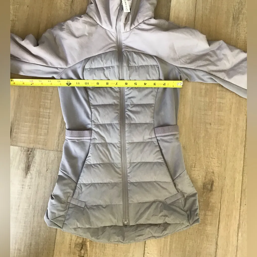 Lululemon  Down For It All Jacket Size 0 Gray Hooded Full Zip Puffer - Image 5
