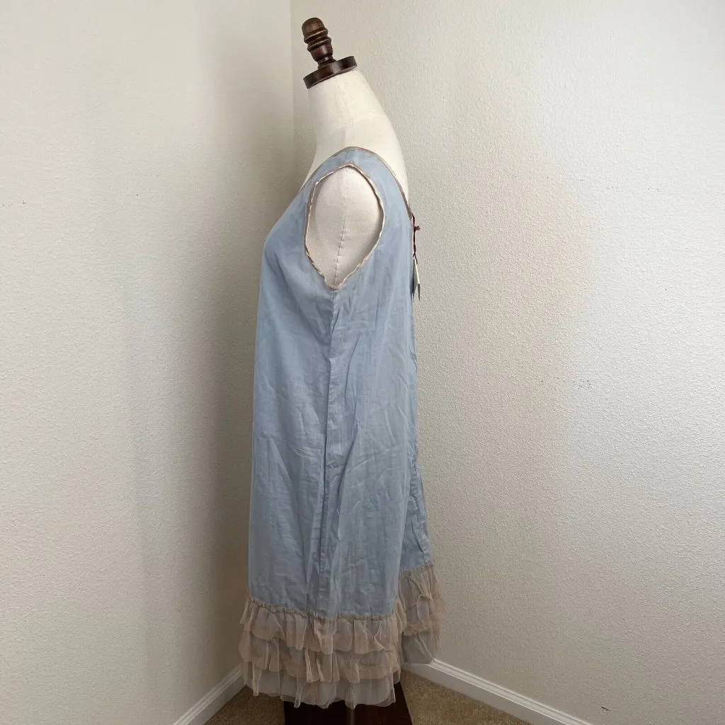 Nataya Sheer Sheath Dress‎ Viscose Women's Blue Large tule layers Fairy Coastal - Image 4