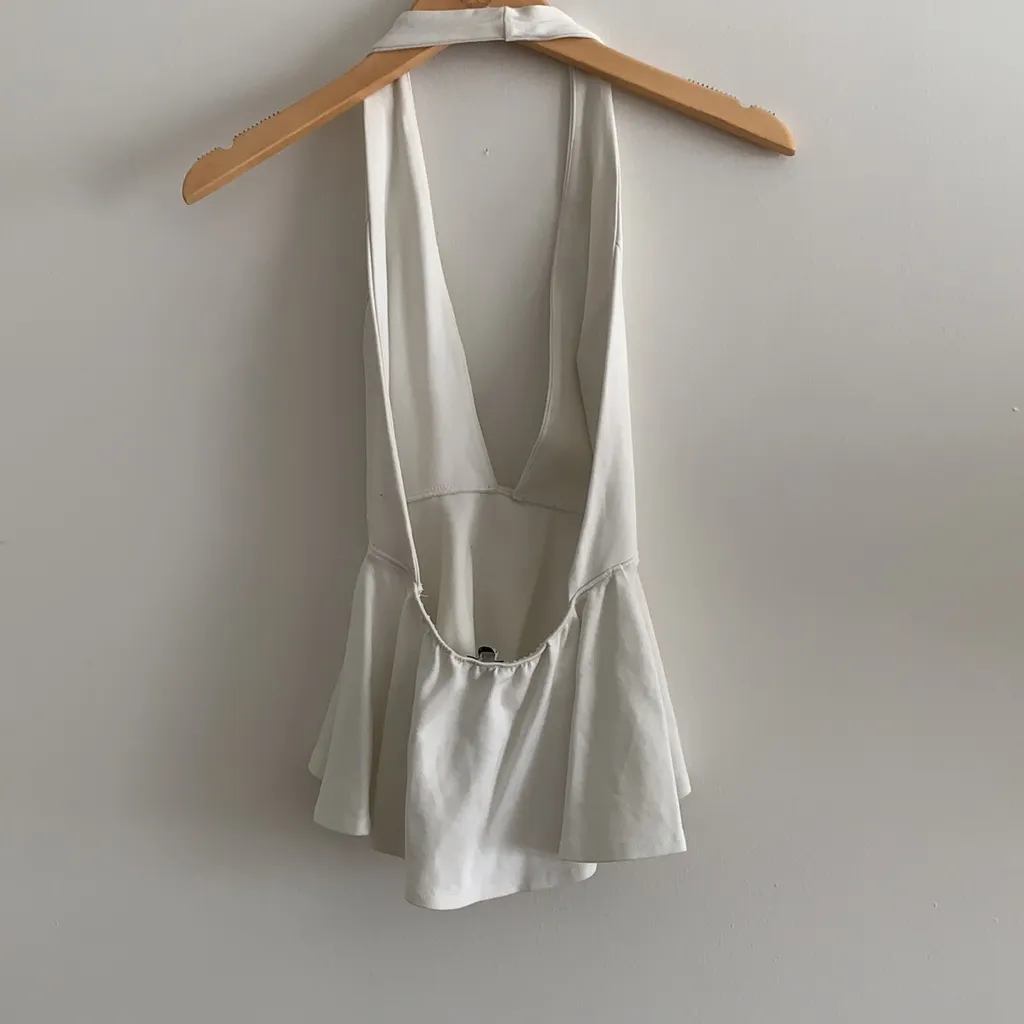Tobi White Peplum Halter Top Small - Image 2
