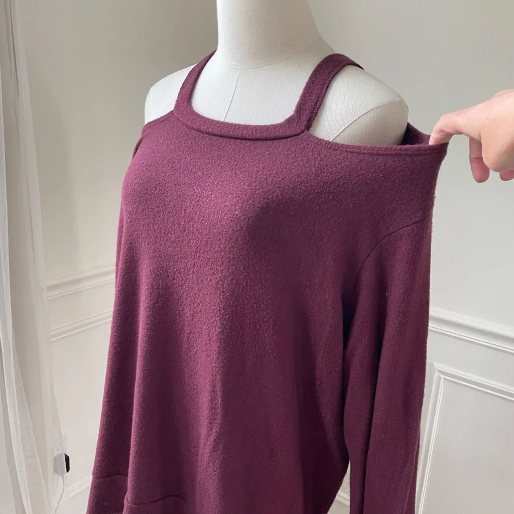 LNA Burgundy Cold Shoulder Super Soft Shirt 2X - Image 5