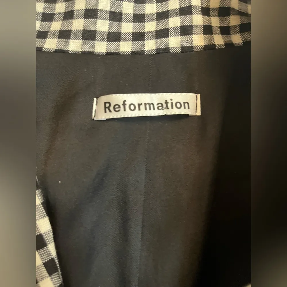 Reformation Rae Gingham Check Paid Double Breasted Relaxed Blazer - Image 7