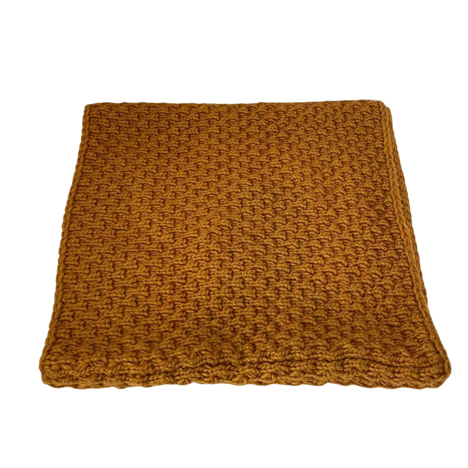 Saks Fifth Avenue black label infinity scarf crochet chunky knit wool blend boho Orange - Image 5