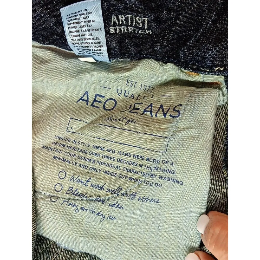 AMERICAN EAGLE OUTFITTERS ARTIST STRETCH DARK BLUE JEAN 4R Y2K Streetwear - Image 11