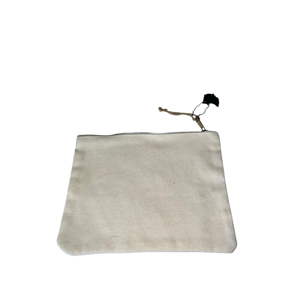 Ohio Makeup or Accessory Bag, State Of Ohio Pouch, cream canvas Zipper Close Black - Image 2