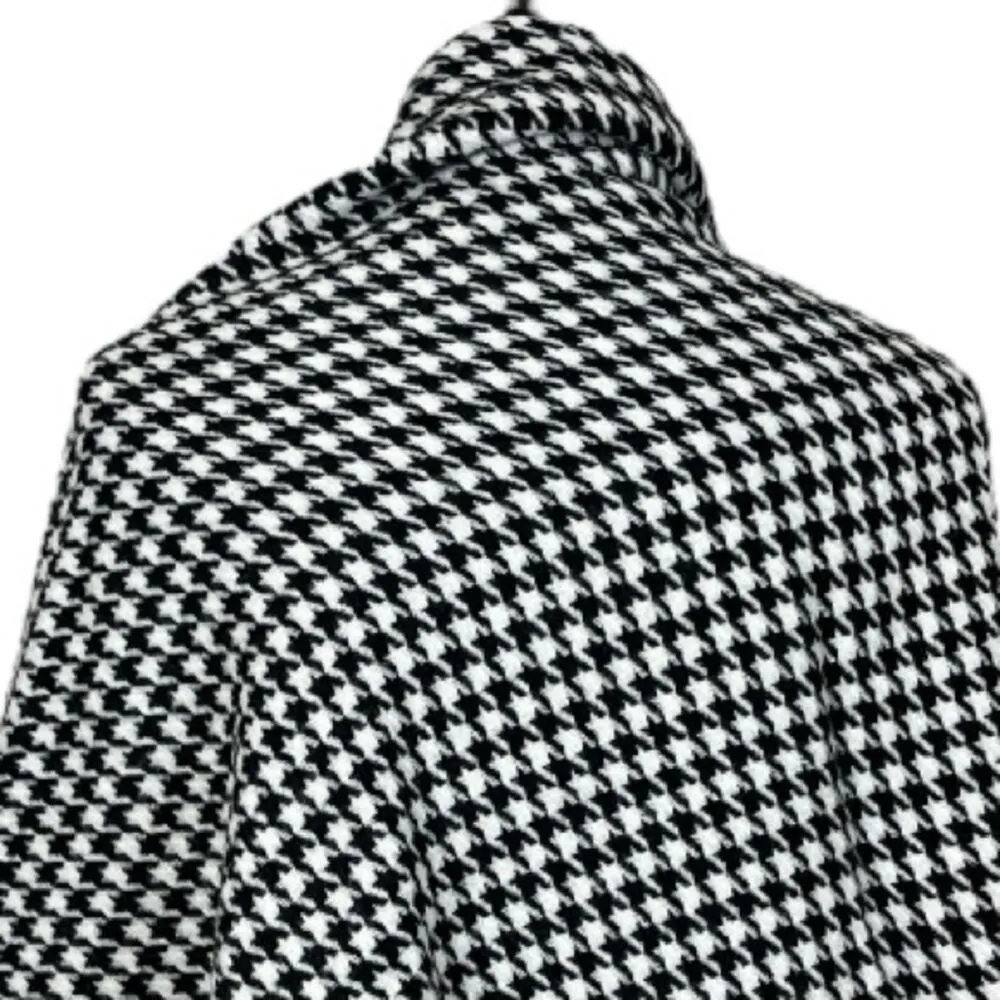 Blanket Scarf Wrap Shawl Square Fringe Houndstooth Black White Women’s One Size - Image 4
