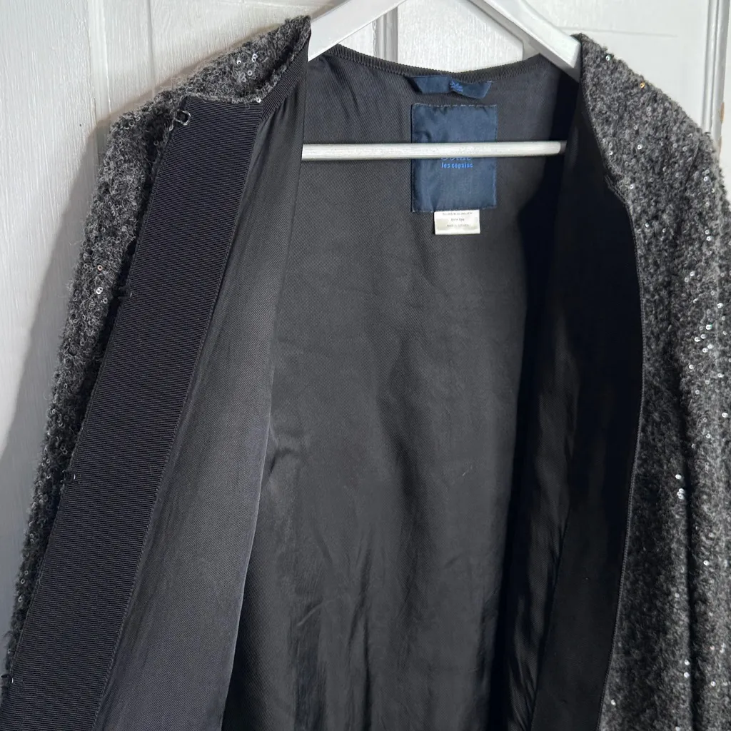 Blue Les Copains Evening Sequin Sparkle Dress Jacket W1965 Sz 46 EU or XL Gray - Image 3