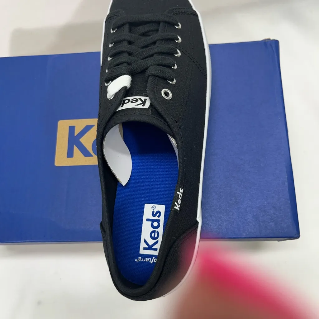 KEDS KICKSTART CANVAS SNEAKERS W/BLACK/WHITE LACES WOMENS 9M BLACK NEW IN BOX - Image 5