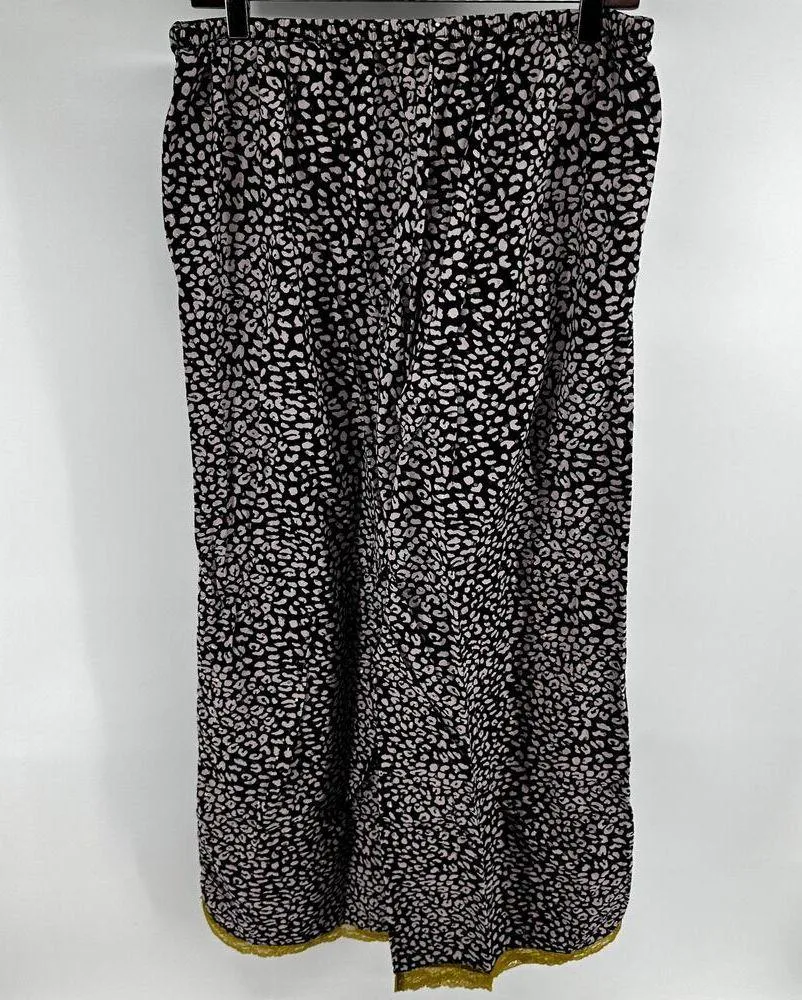 Victoria's Secret Pajama Pants Lounge Leopard Animal Print Drawstring Black M - Image 6