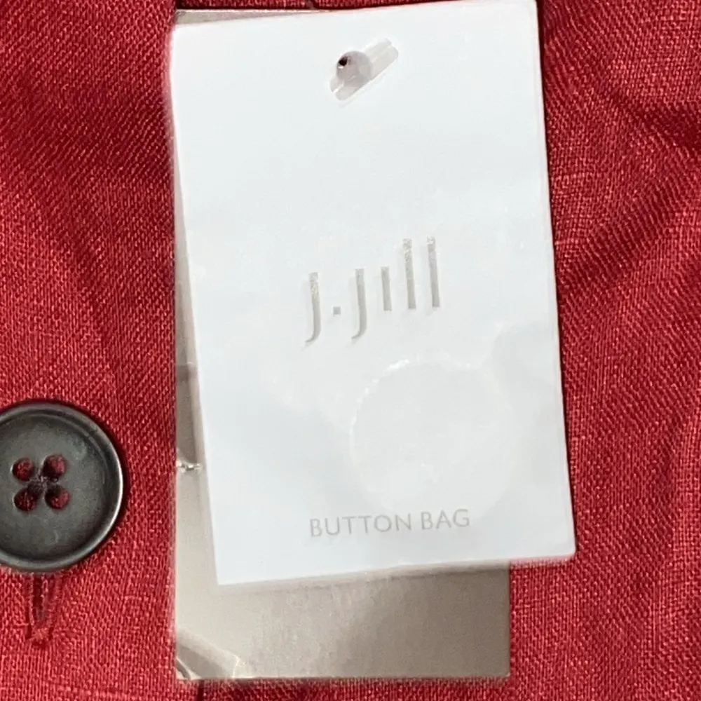 NWT J JILL 100% Linen SIZE Small Petite cape cod red Jumper Dress BUTTON FRONT - Image 3