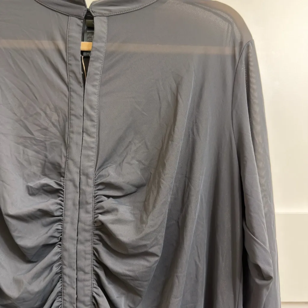 NWT Skims Swim Mesh Cover Ups Long Sleeve Ruched Dress in Gunmetal, size 4X - Image 3