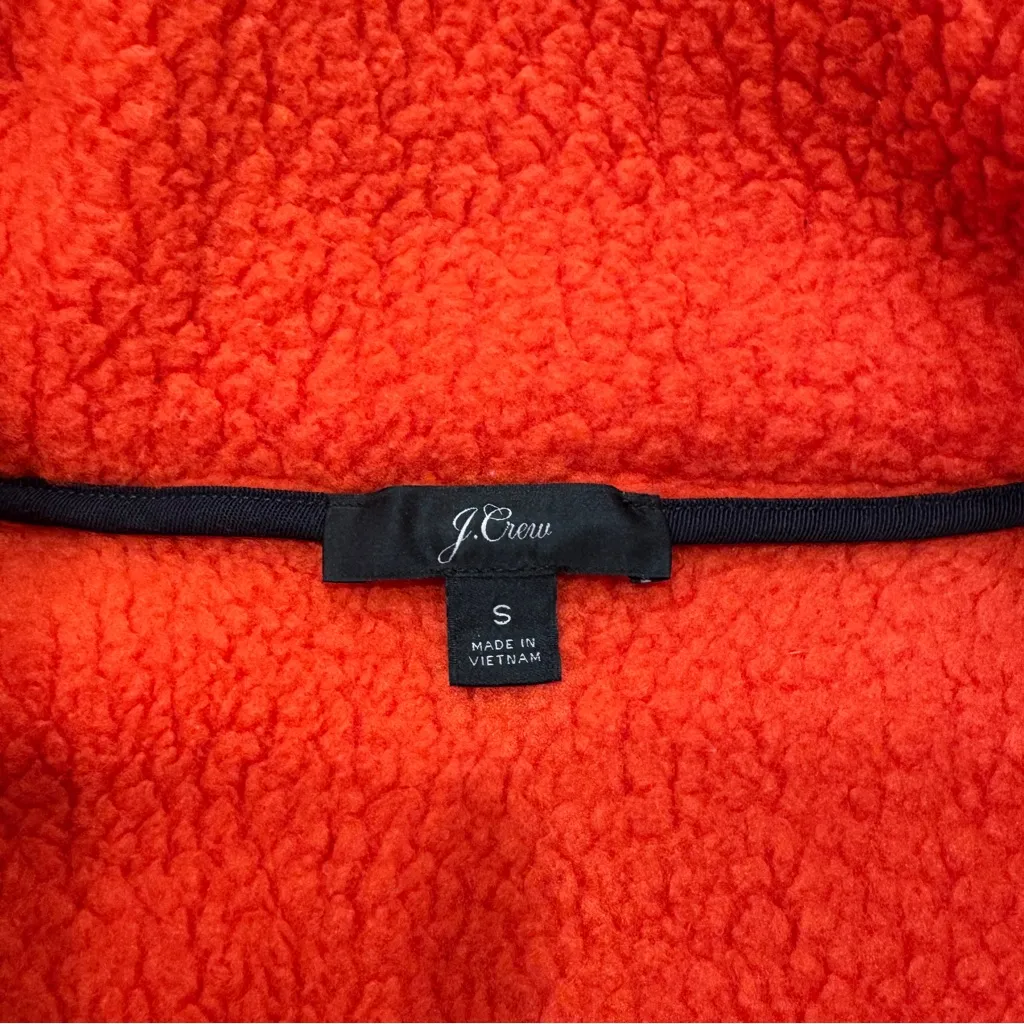 🌟J. CREW🌟 1/2 ZIP POLAR FLEECE SHERPA TEDDY PULLOVER ORANGE CORAL SZ S - Image 6