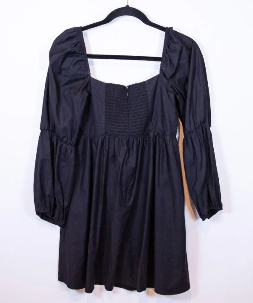 Reformation Michaela Cotton Poplin Square Neck Puff Sleeve Tiered Mini Dress 8 - Image 4