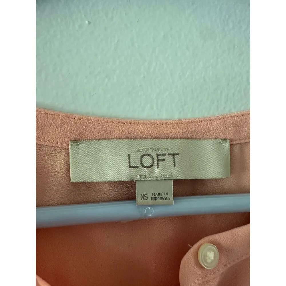 Loft Top Women's XS Pink Blouse Sleeveless Button Down Lightweight Flowy Office - Image 4