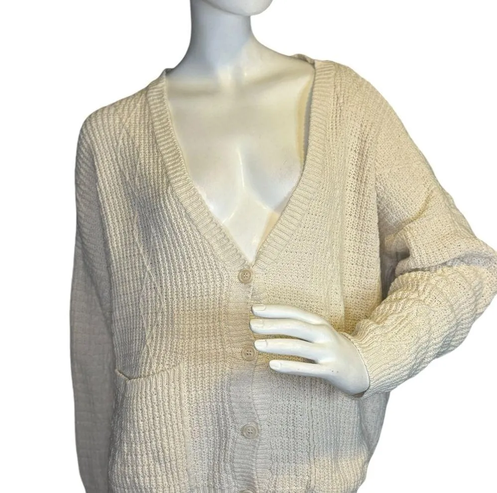 Monica Cordera Chunky Cardigan ivory. Tan Size 12 - Image 2