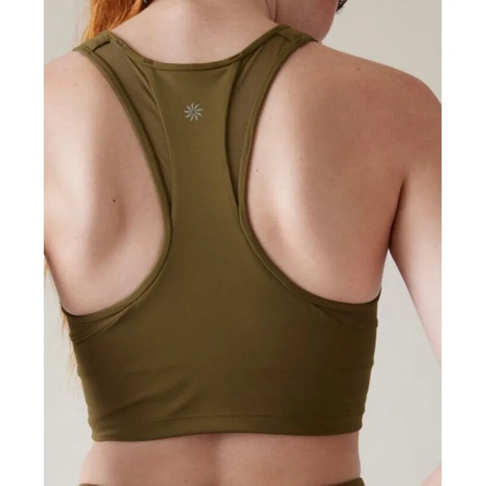 Athleta L Conscious Mesh Crop Sports Bra Large Cups A-C Acacia Olive Green - Image 4