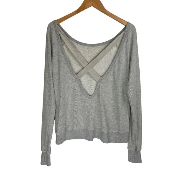 Pam & Gela Criss Cross Back Sweatshirt Sz Medium Grey - Image 2