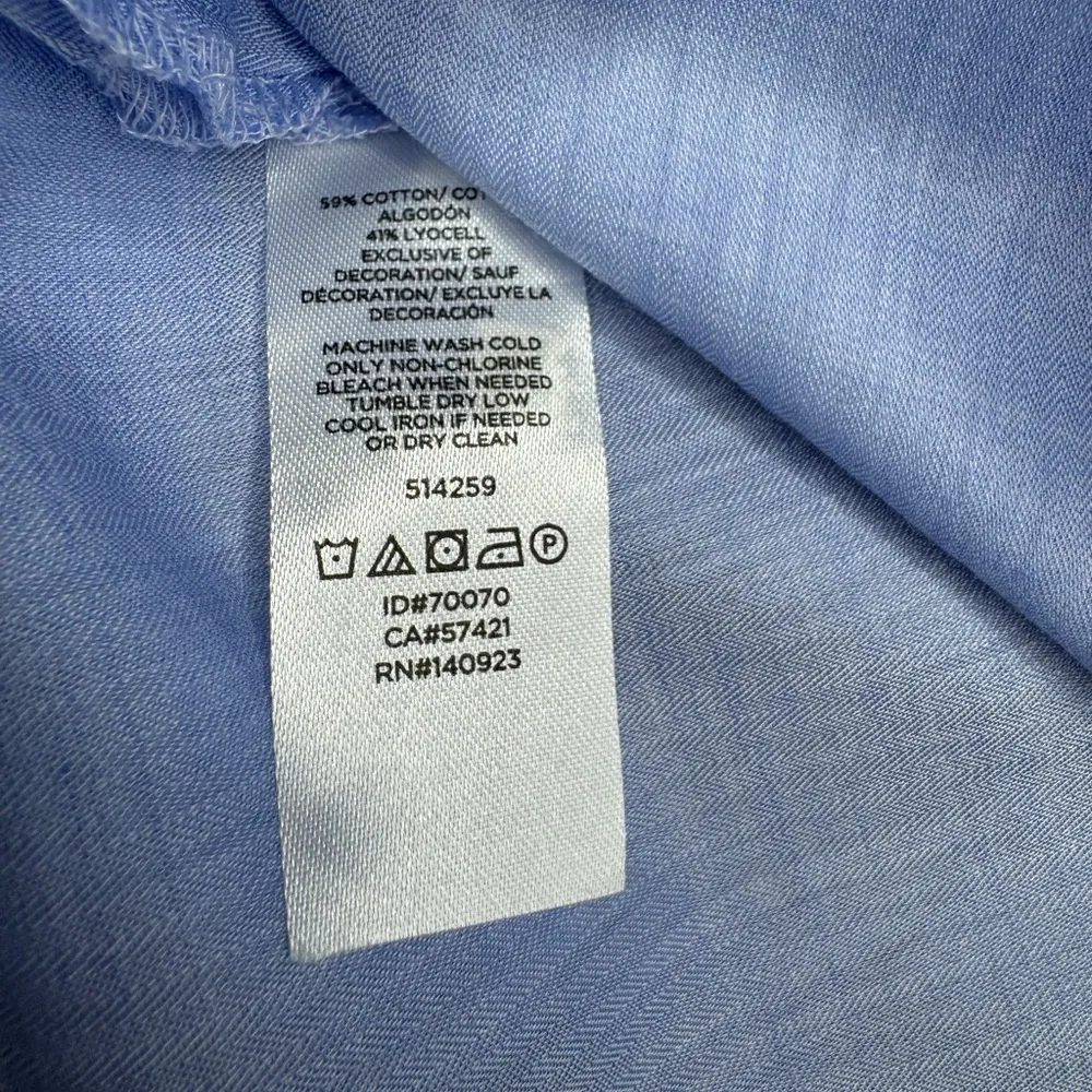 Loft Embroidered Cotton Short Sleeve Shirt Blue Small Boho Prep - Image 5