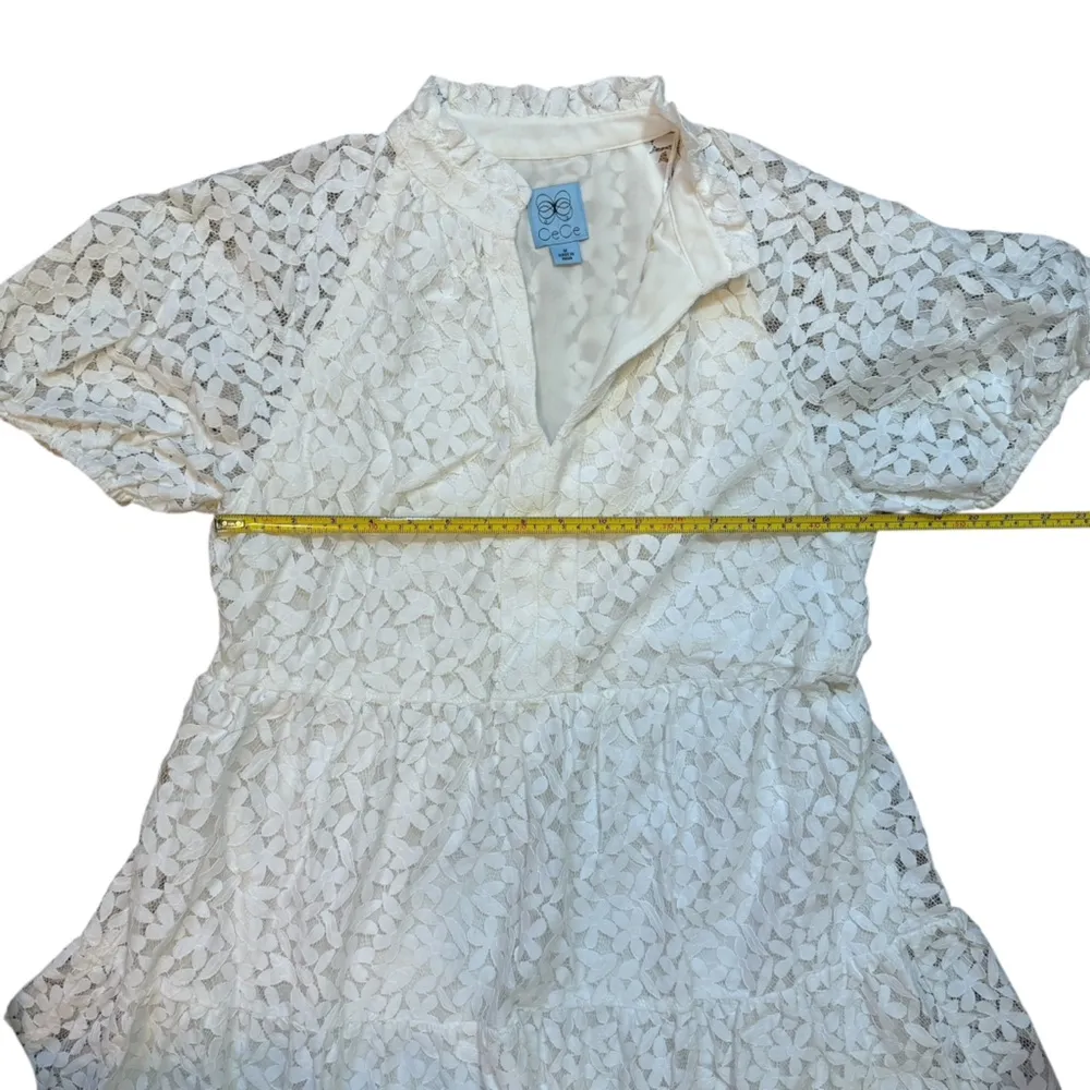 CeCe Ivory Floral Lace Puff Sleeve Babydoll Minidress Dress - Image 12
