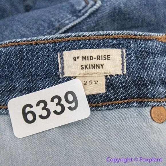 NEW Madewell Tall 9" Mid-Rise Skinny Jeans in‎ Heathfield Wash, 25T - Image 14
