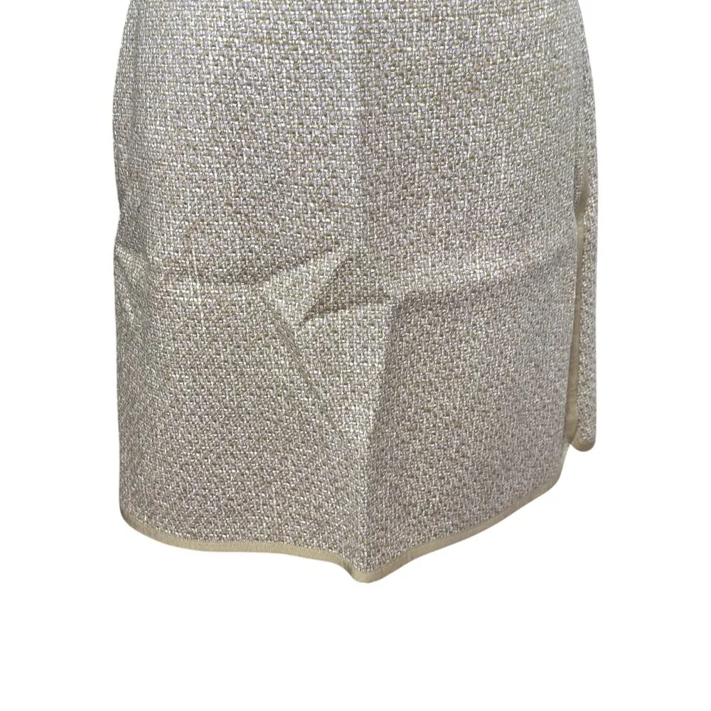 Elie Tahari A-Line Skirt Tweed Fabric Wool Blend Mini Length Beige Women's 8 NWT - Image 3