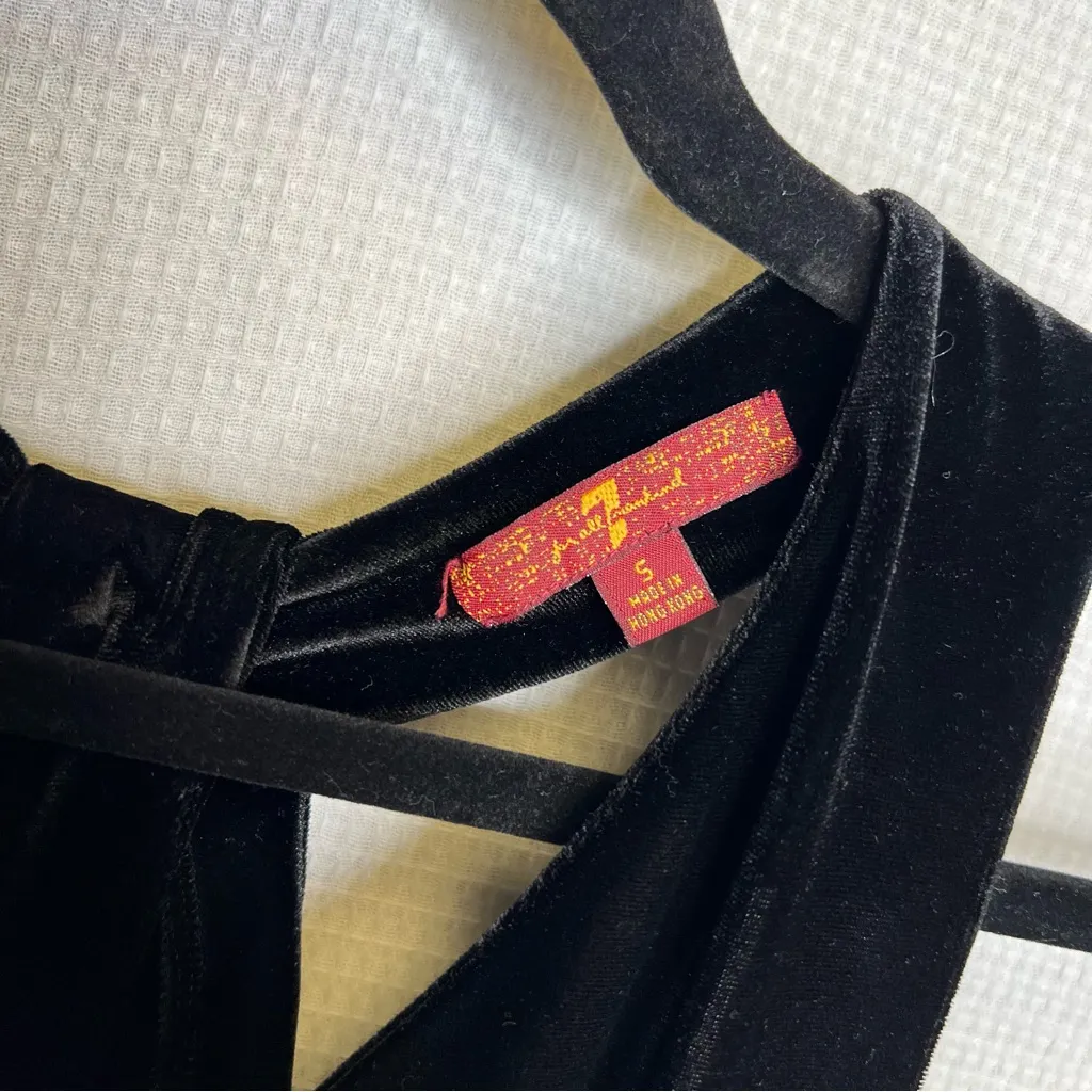 7 For All Mankind | Black Velvet Soft Tank‎ Top Blouse Small - Image 6