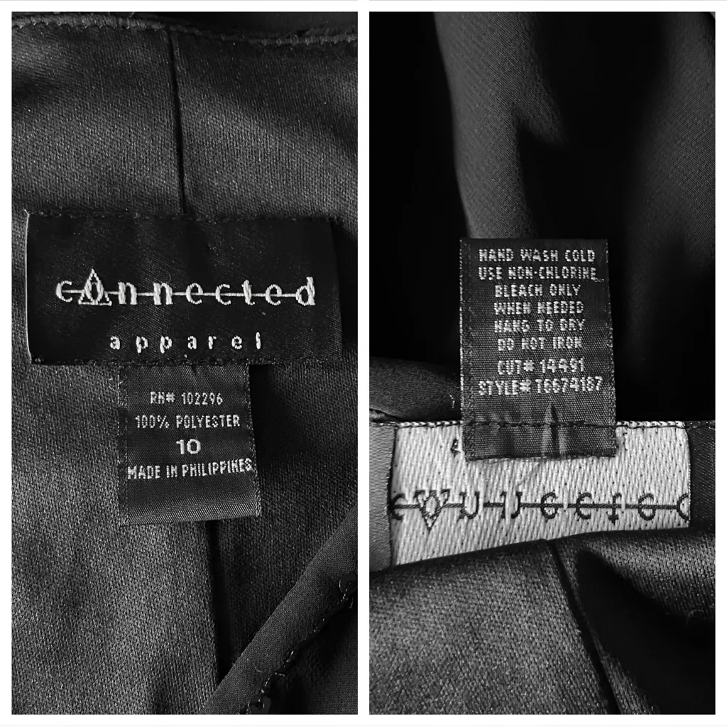 Vintage Y2K Black Sequin Asymmetrical Midi Dress Whimisgoth Fairycore M/L Party - Image 15