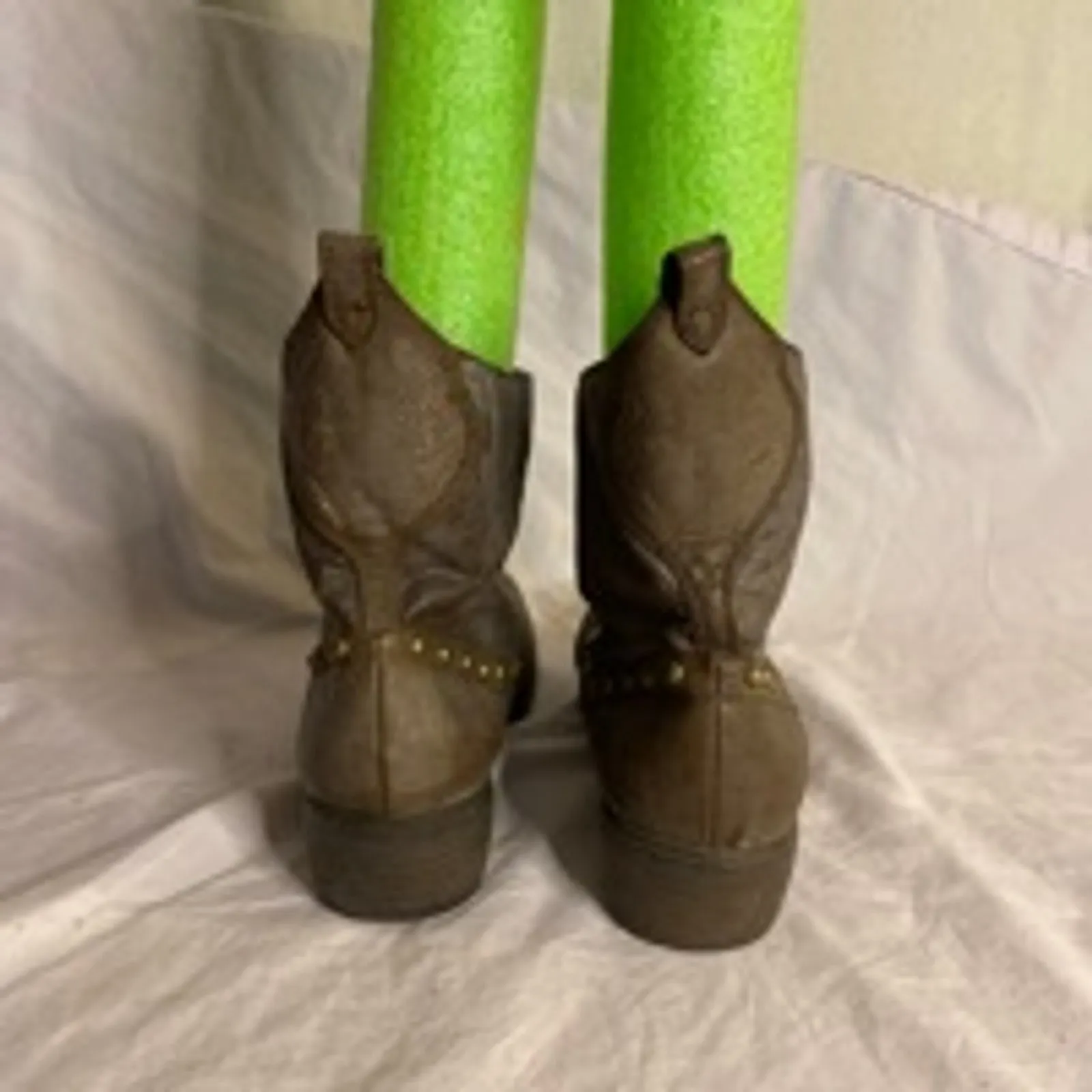 Boho Western Festival Brown Leather Studded Ankle Boots Gypsy 05 Size 7 - Image 4