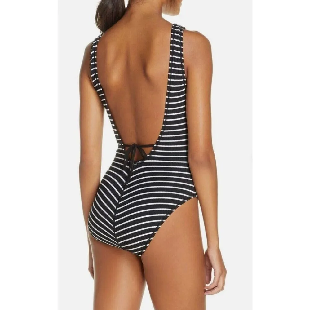 New. Robin Piccone plunge neck lace-up swimsuit. Size 4. Retails $179 - Image 3