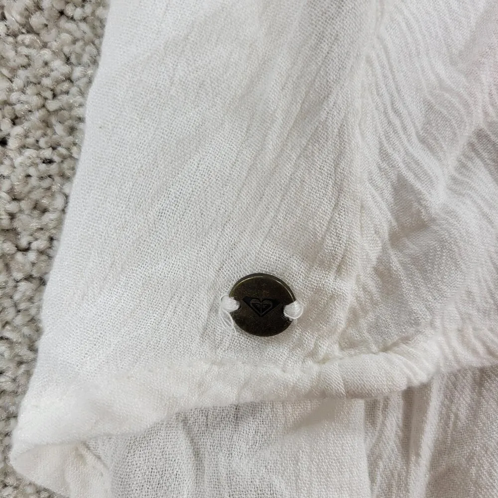 Roxy Flowy Top Womens S White Sleeveless Laced Ties Summer Beachy Babydoll - Image 5