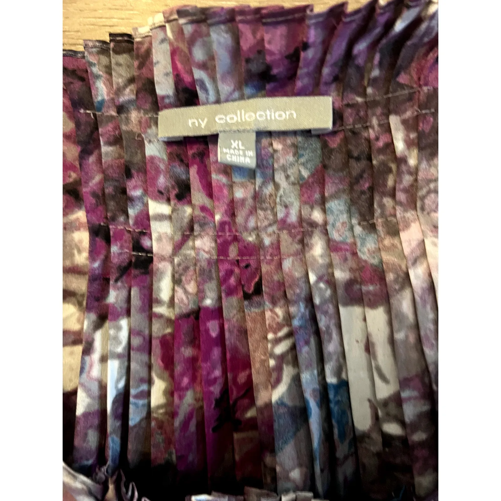 NY Collection Blouse Size XL Floral Pleaded Office career Elegant - Image 2