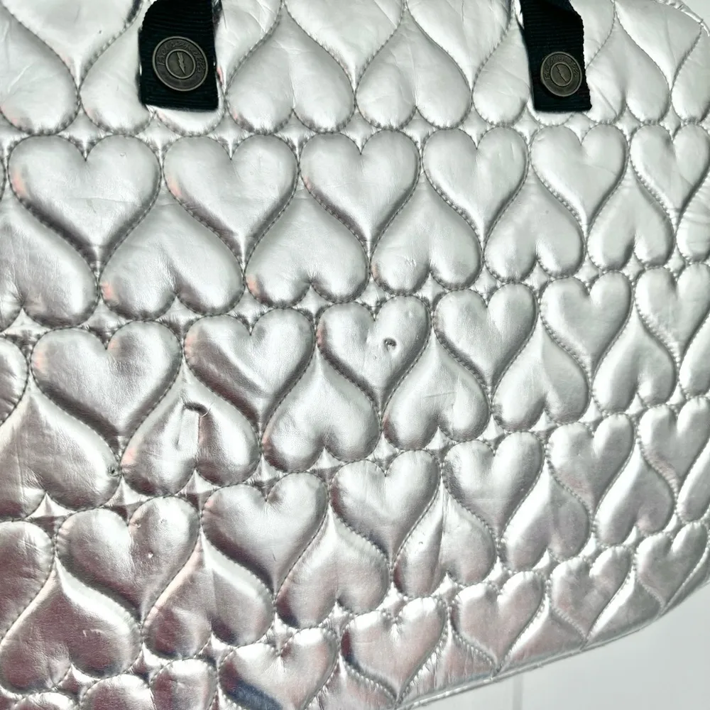 Betsey Johnson Vintage Rare Betseyville Silver Metallic Laptop Bag - Image 7
