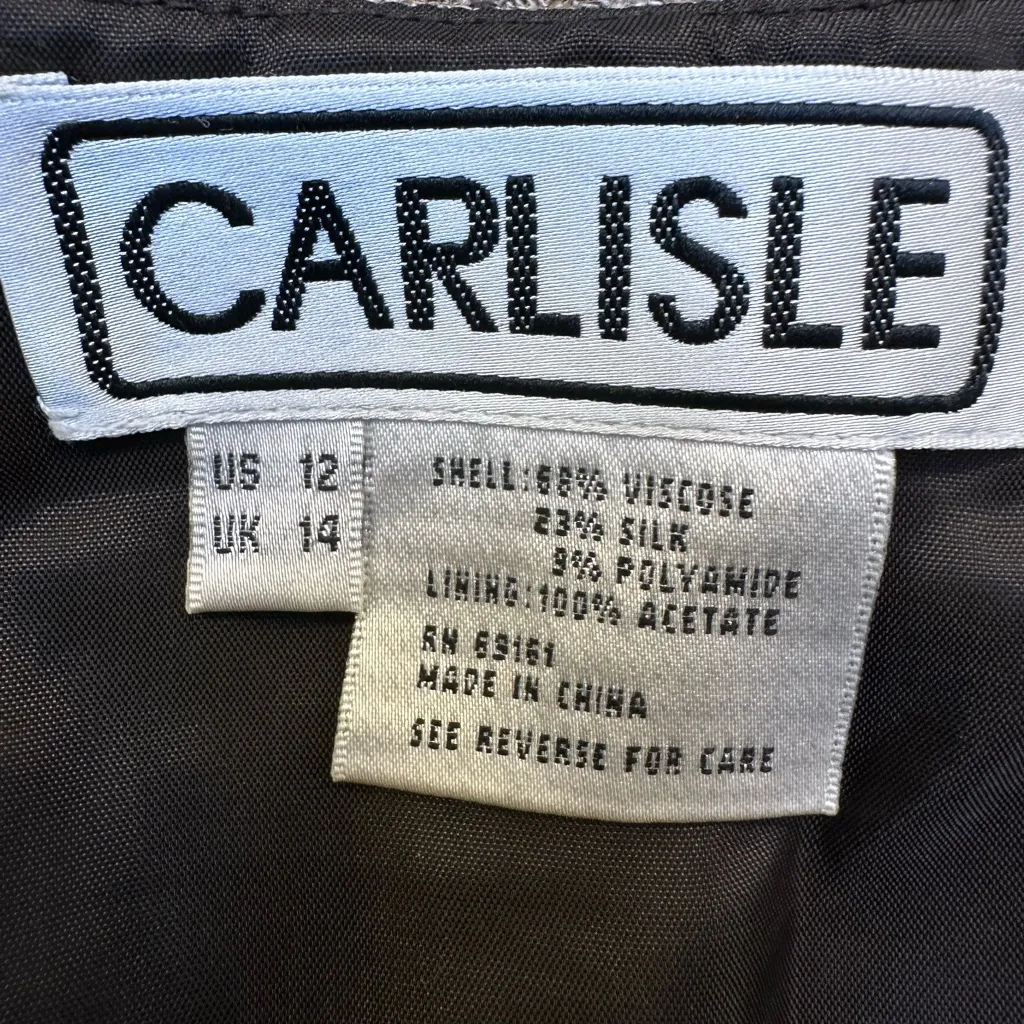 Vintage Carlisle Silk Tweed Beige Cream Tan A-Line Skirt Women’s Size 12 Large - Image 9