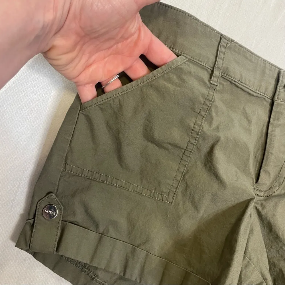 GUESS Y2K Kendra Cuffed Cargo Shorts - Size 26 Military Green - Image 4