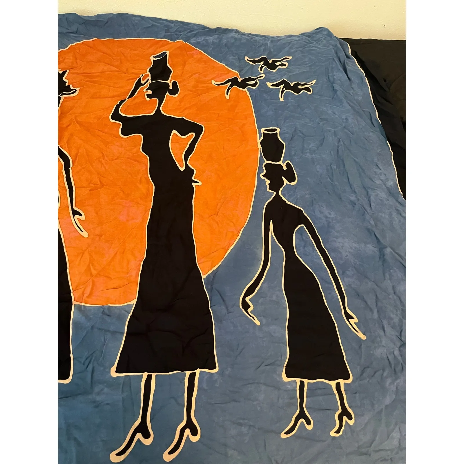 African Tribal Wrap Scarf Tie Dye Ladies Walking Sunset Fringe Boho 48"x70" Black - Image 6