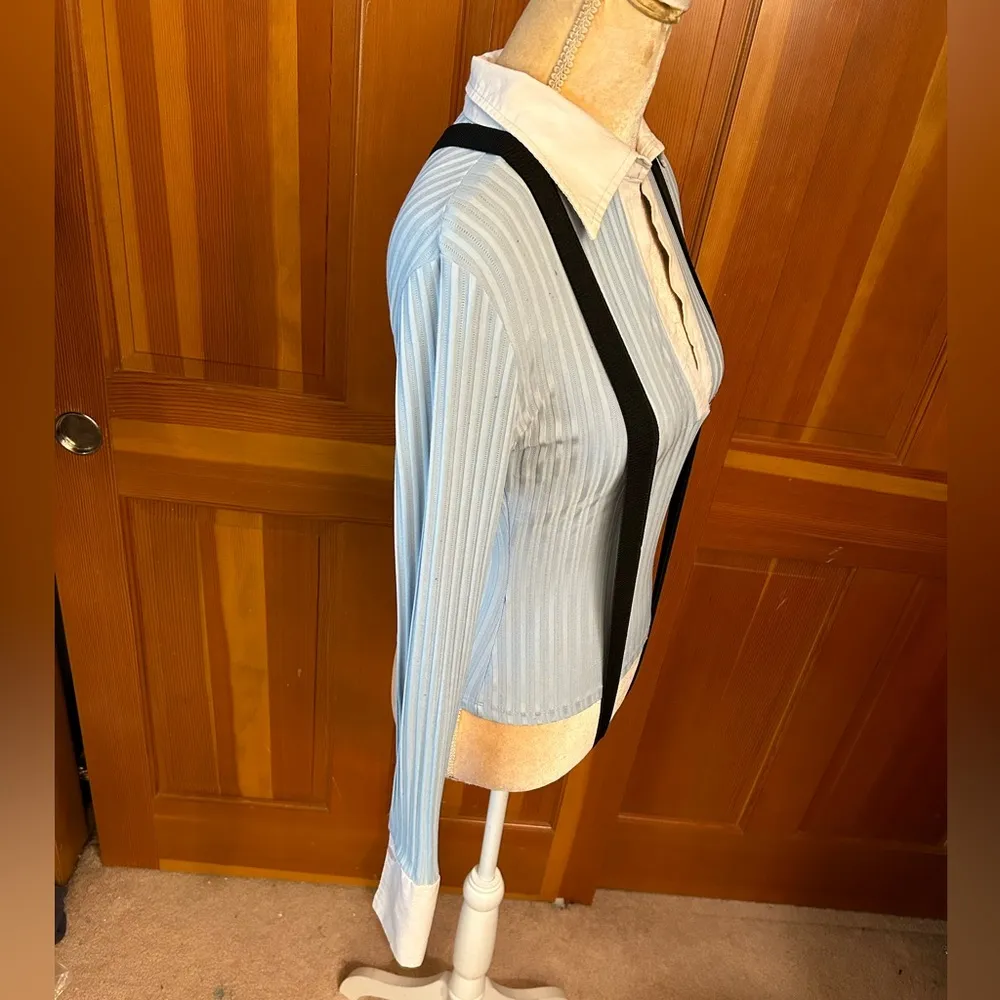 Y2K 1990’s Vintage Blue Cuffed and Collar Shirt. - Image 13