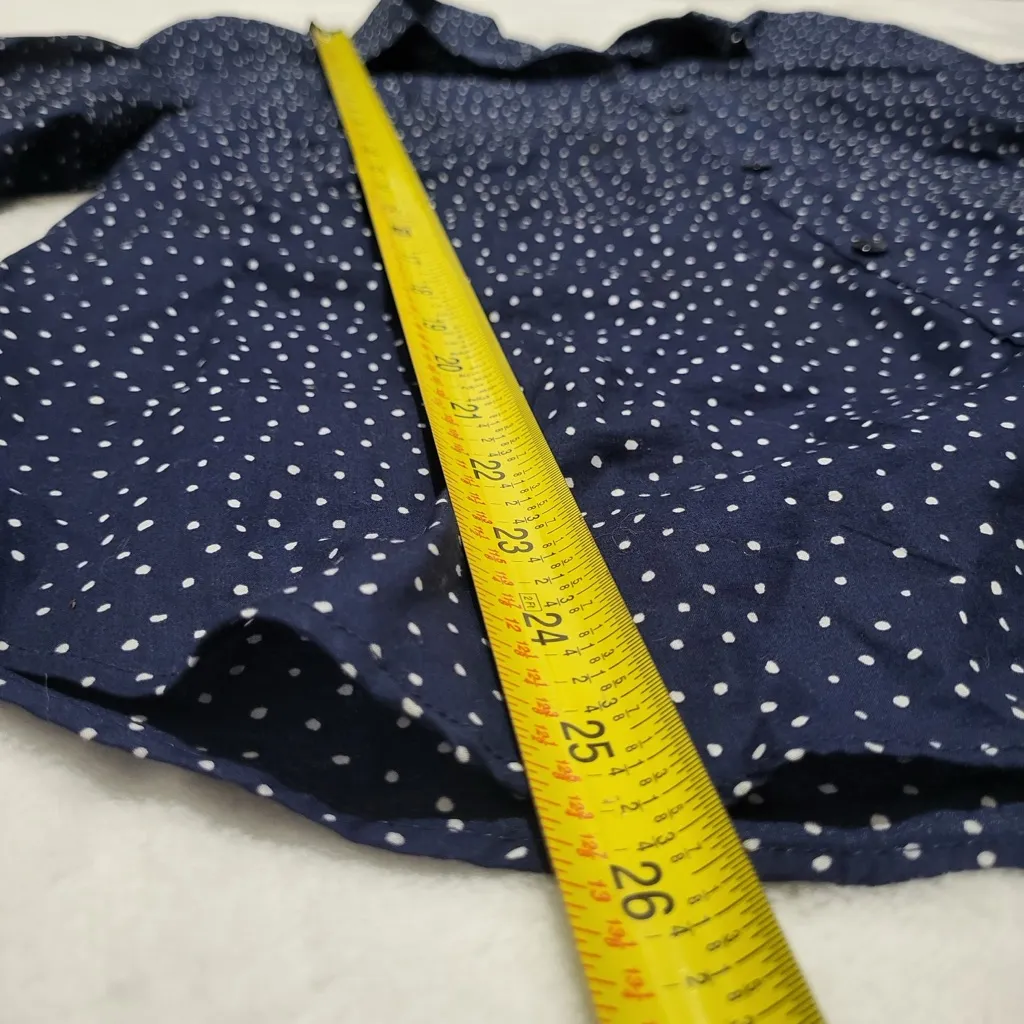 Liz Claiborne Women’s navy white polka dot long-sleeve button-down shirt sz L - Image 7