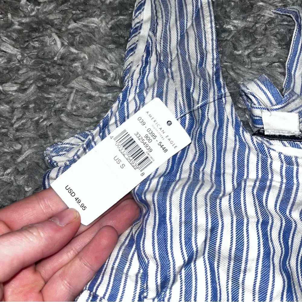 American Eagle Outfitters Women's Blue and White Dress size small - Image 4