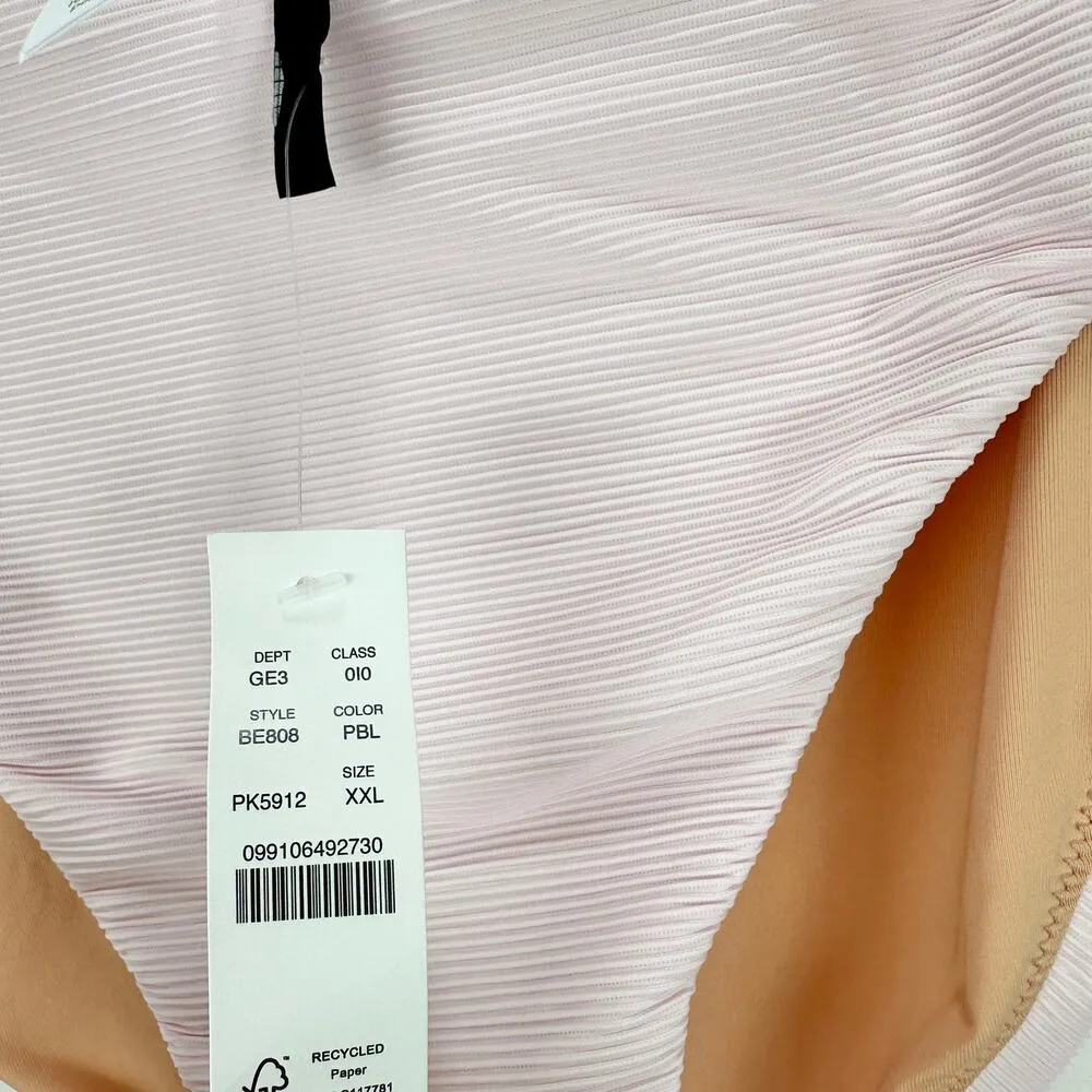 J.Crew Ribbed High Rise Cheeky Bikini Bottom Pink Beach Coastal Retro XXL NWT - Image 4