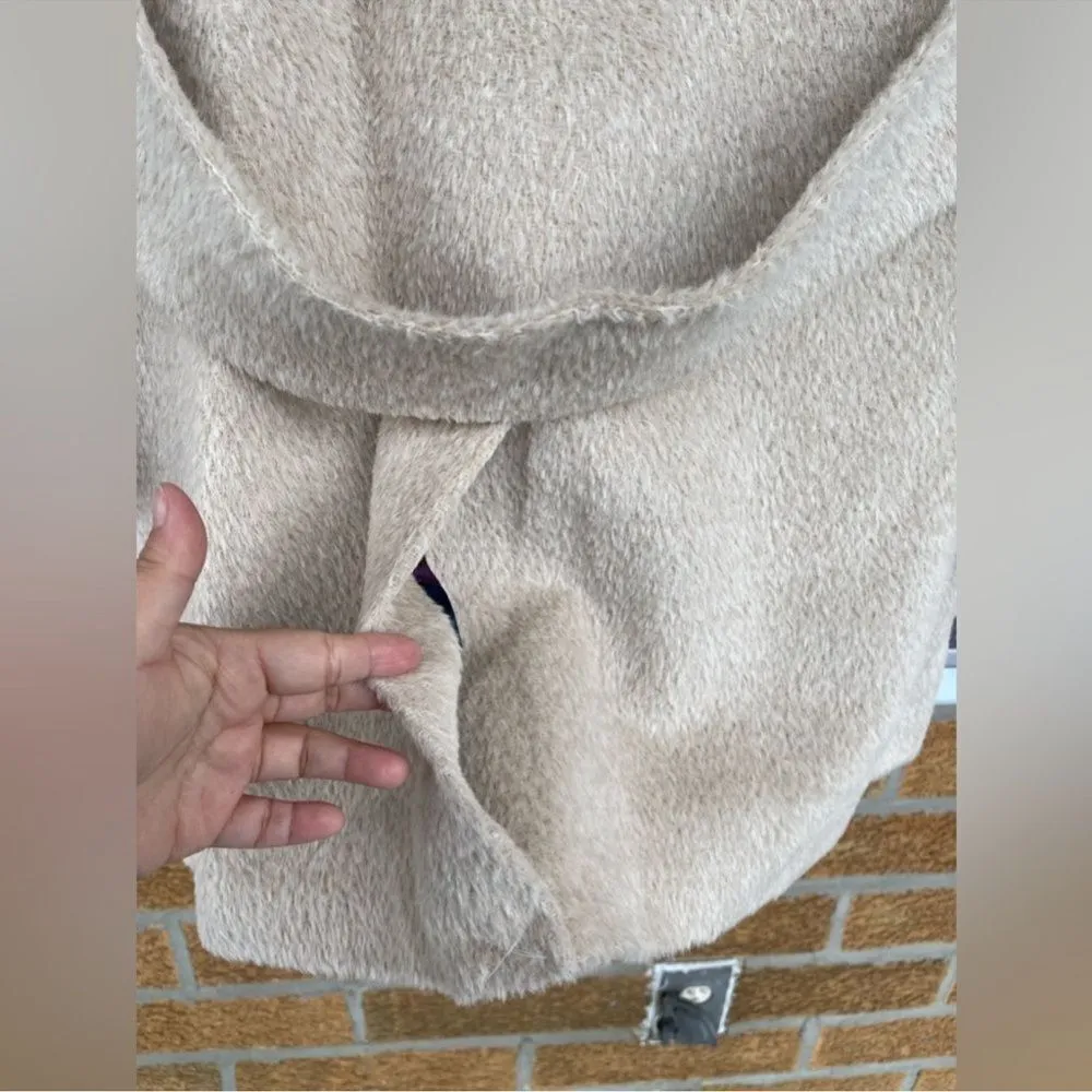 Trina Turk alpaca wool autumn turtleneck coat size 12 in oatmeal - Image 14