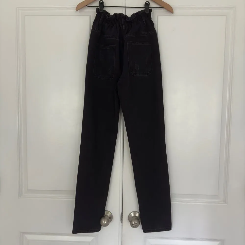 Princess Polly Open Road Paper bag Waist Jeans Black distressed pockets paperbag - Image 5