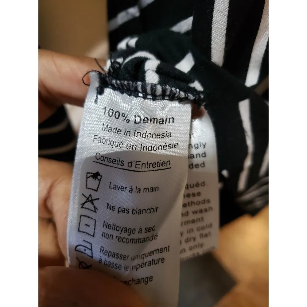 Motel Black White Stripe Romper XS V-Neck Long Sleeve Playsuit Made in Indonesia - Image 8