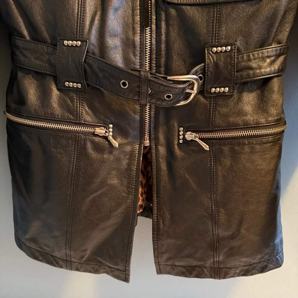 Harley Davidson Women’s Black Leather Biker Riding Jacket - Image 2