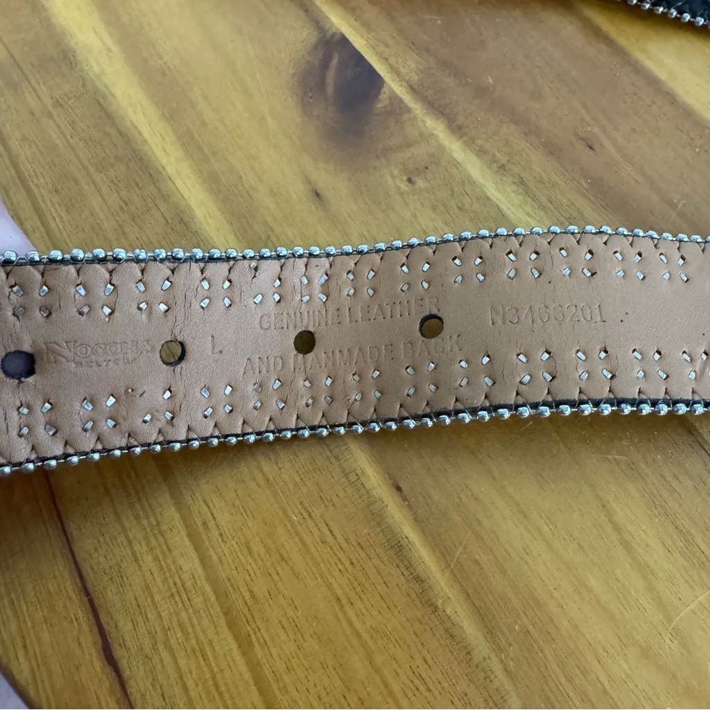 Nocona leather rhinestone hearts crosses belt size large Black - Image 7