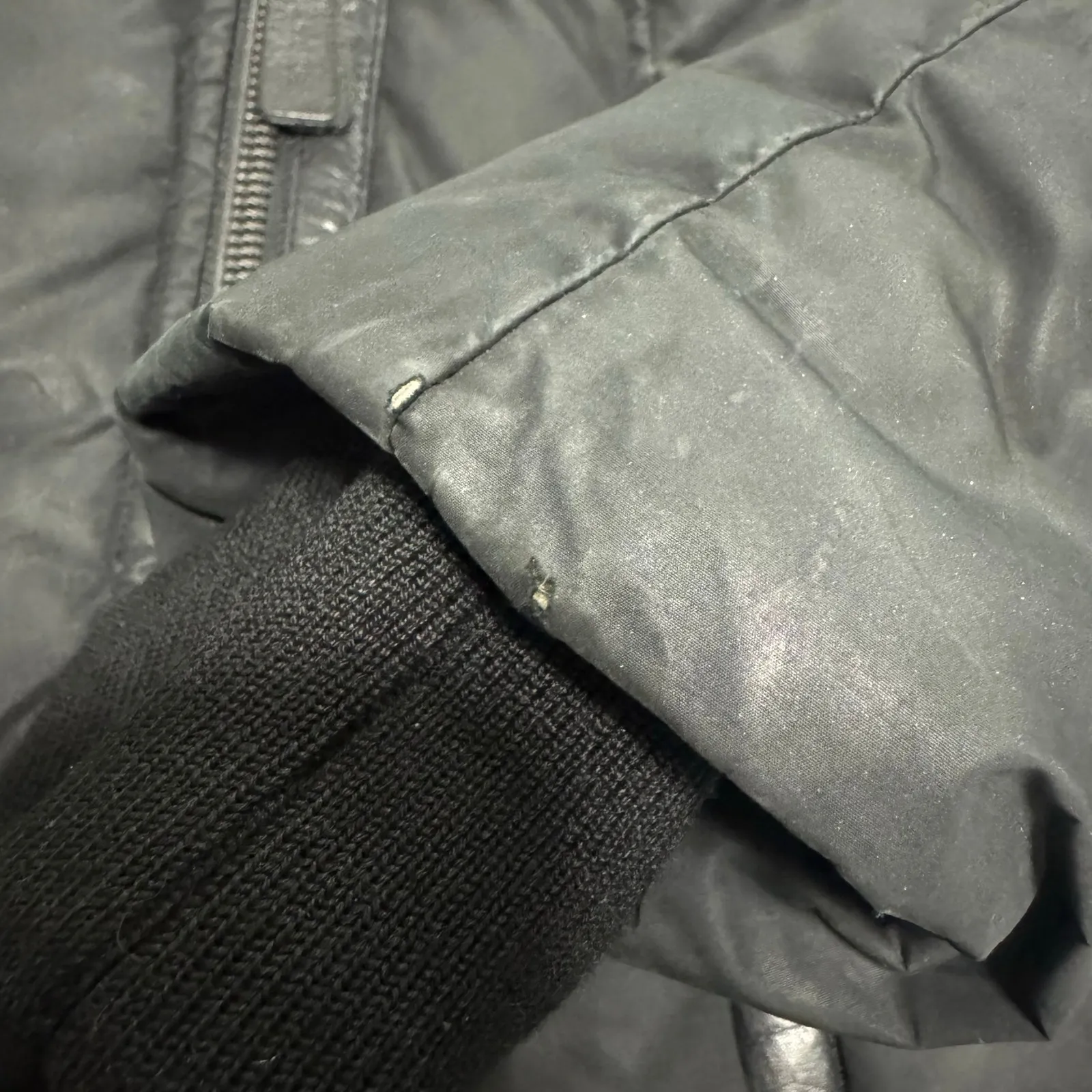 Mackage Brigid Black Down Puffer Coat XS Knit Collar Leather Trim Long Winter - Image 10