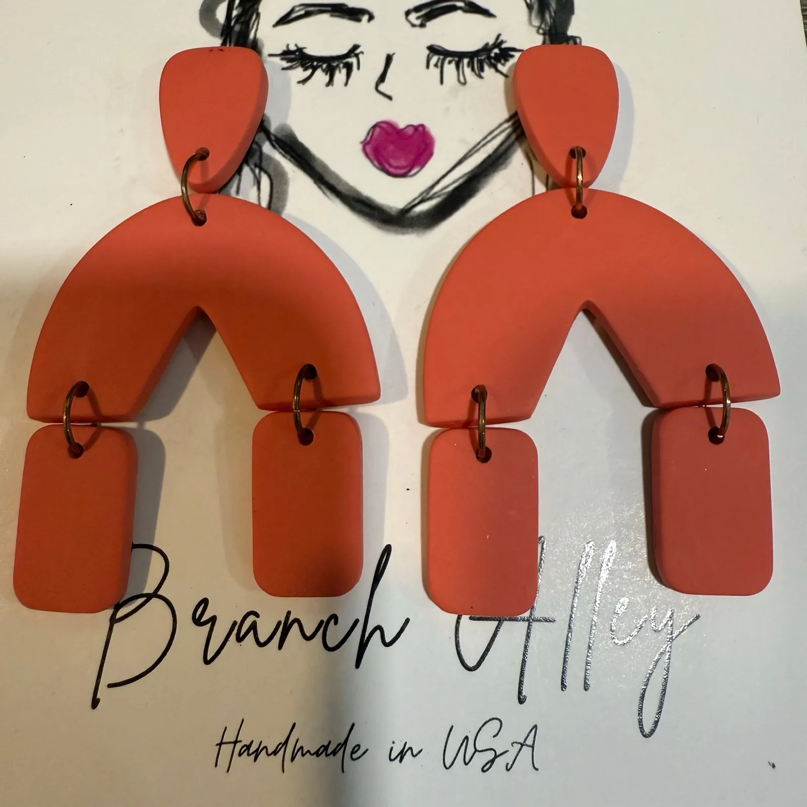 Branch Alley Coral Handmade Dangle Earrings NWT Pink - Image 2