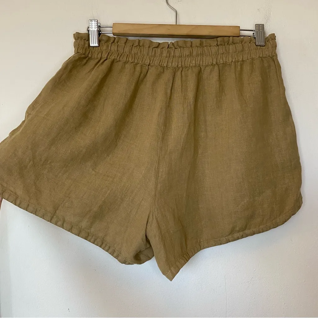 FAHERTY Laguna Linen Tie-Waist Shorts 3” Antique Bronze Tan Sz Small - Image 11