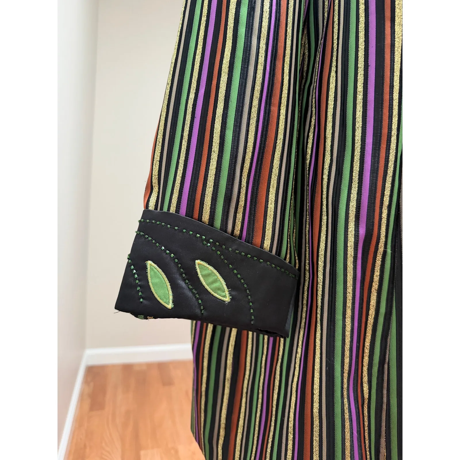 Vintage Stella Louise KB Jacket Womens 24W Green Gold Vertical Stripe Metallic - Image 6