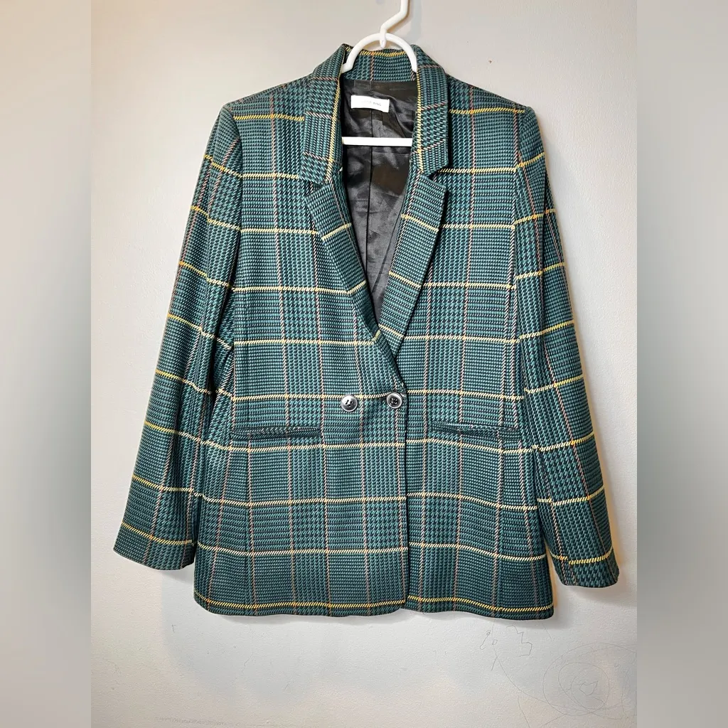 Anine Bing Madeline Blazer In Green Plaid Size Medium - Image 5